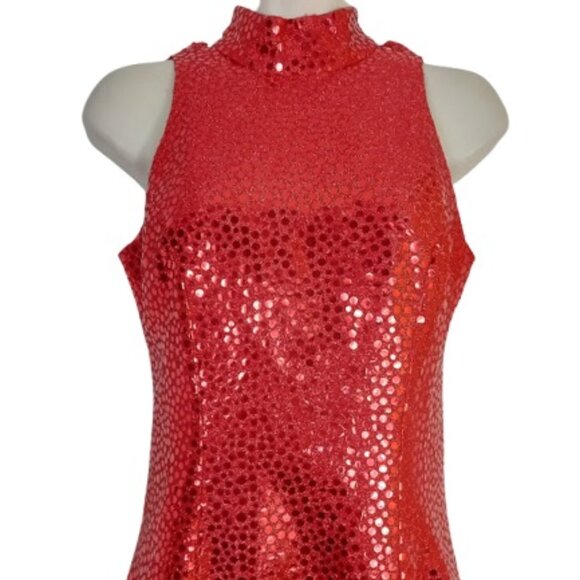 Vintage 1970s Flirtations By Alfred Angelo Maxi Dress Ball Gown Red Sequin 4 - Picture 4 of 9